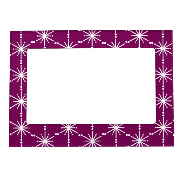 Purple Winter Pattern Christmas Snowflake Magnetic Frame (Front)
