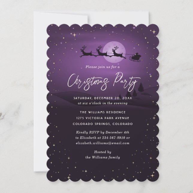 Purple Winter Scenery Christmas Party Invitation (Front)