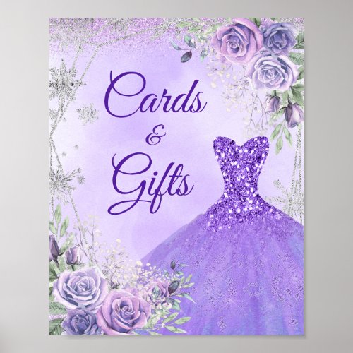 Purple Winter Snowflake Mis Quince Cards Gifts Poster