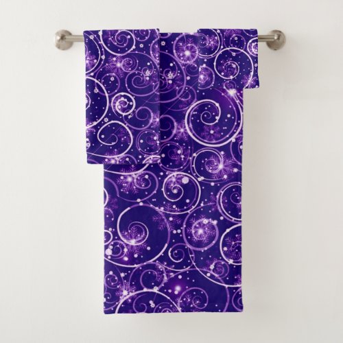 Purple Winter Swirl Bath Towel Set