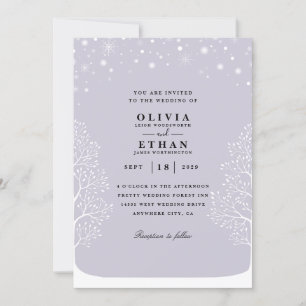 purple winter wedding invitations