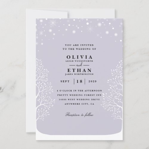 purple winter wedding invitations