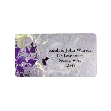 purple winter wedding leaves return address label