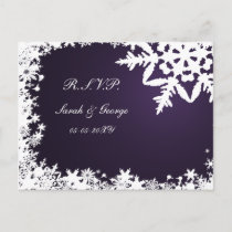 purple winter Wedding rsvp card