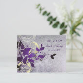 purple winter Wedding rsvp card (Standing Front)