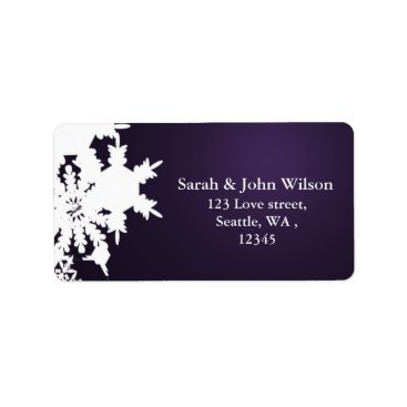 purple winter wedding snowflake return address label