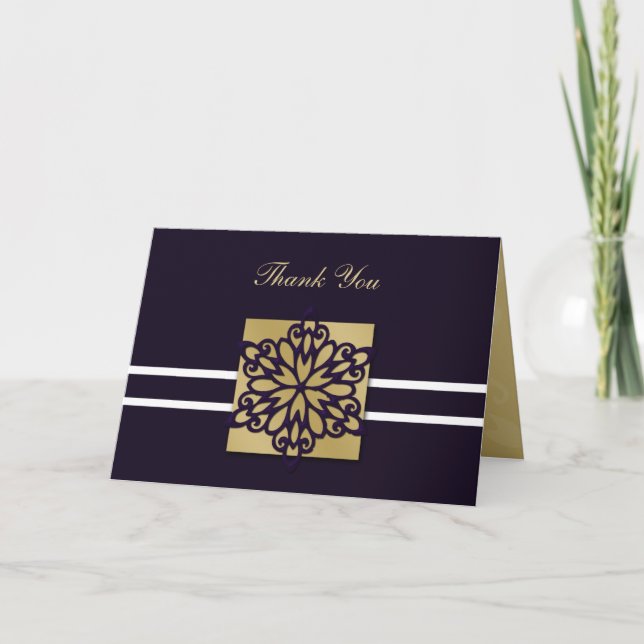 purple winter wedding Thank You Card (Front)