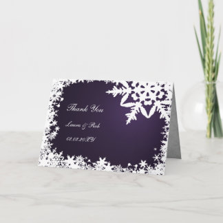 purple winter wedding Thank You Card