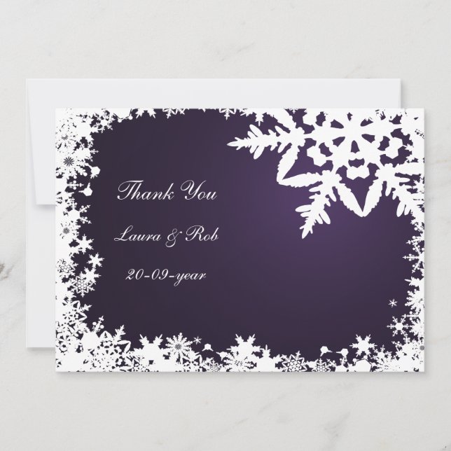 purple winter wedding Thank You Invitation (Front)
