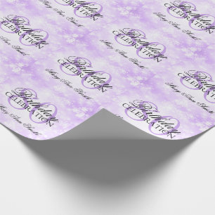 Purple Winter Wonderland 80th Birthday Party Wrapping Paper
