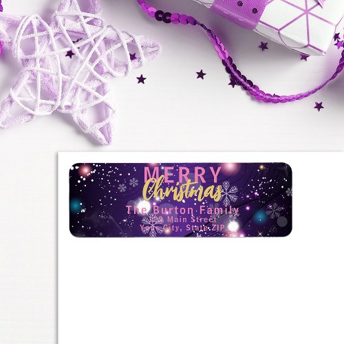 Purple Winter Wonderland Christmas Return Address Label