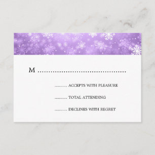Purple Winter Wonderland Elegant Wedding RSVP Card