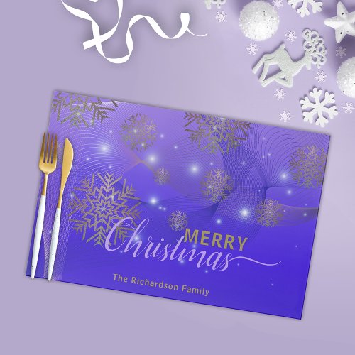 Purple Winter Wonderland Merry Christmas Placemat