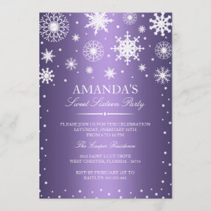 Purple Winter Wonderland Sweet 16 Invitation