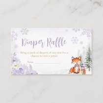 Purple Winter Woodland Baby Shower Diaper Raffle Enclosure Card