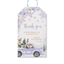 Purple Winter Woodland Baby Shower Favor Tags