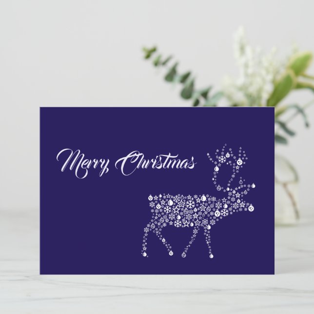 Purple wish card Merry Christmas reindeer (Standing Front)