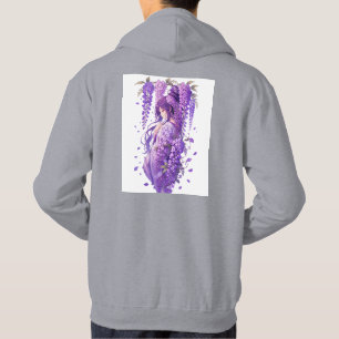 Purple Wisteria Anime Girl Art Hoodie
