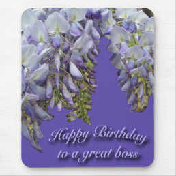 Purple Wisteria Boss Happy Birthday Mousepad