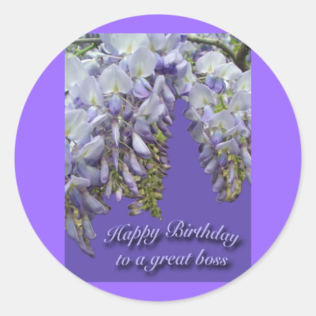 Purple Wisteria Boss Happy Birthday Sticker (Front)