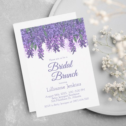 Purple Wisteria Bridal Brunch Shower Invitation