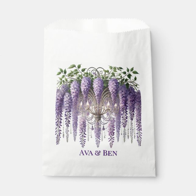 Purple Wisteria Chandelier Wedding Favor Bag (Front)