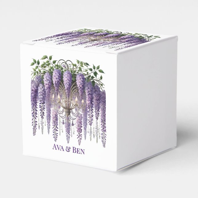 Purple Wisteria Chandelier Wedding Favor Boxes (Front Side)