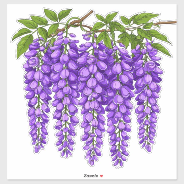Purple Wisteria Clusters Blooming Sticker (Sheet)