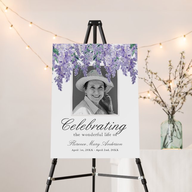 Purple Wisteria Floral Memorial Funeral Foam Board (In Situ (Stand))