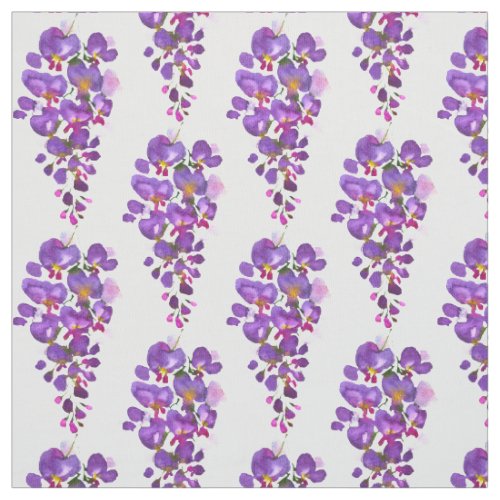 Purple Wisteria Floral Watercolor Pattern Fabric