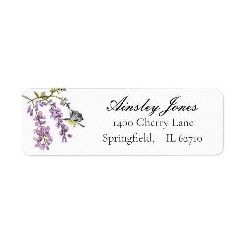 Purple Wisteria flower watercolor Label