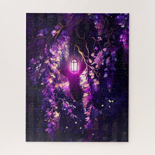 Purple Wisteria Flowers and Lantern Jigsaw Puzzle