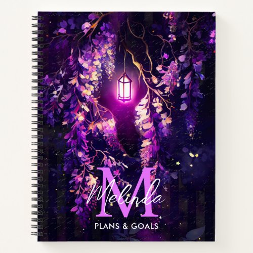 Purple Wisteria Flowers and Lantern Notebook