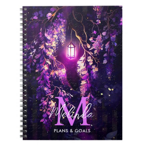 Purple Wisteria Flowers and Lantern Notebook