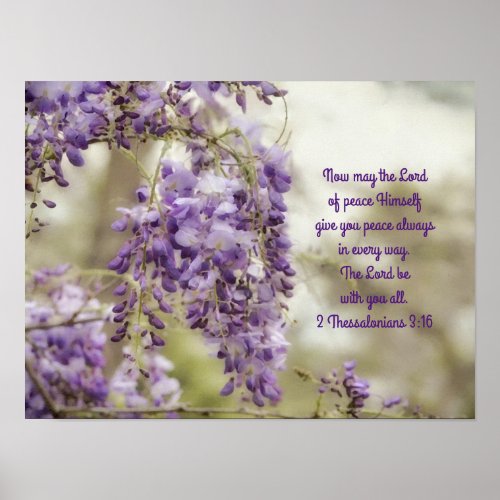 Purple Wisteria Flowers Art Bible Verse Poster