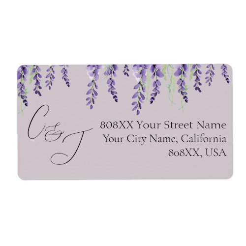 Purple Wisteria Flowers Elegant Lavender Address Label
