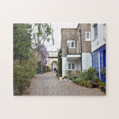 Purple Wisteria Flowers Mews Houses London UK Jigsaw Puzzle