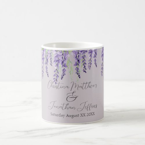 Purple Wisteria Flowers on Elegant Lavender Coffee Mug