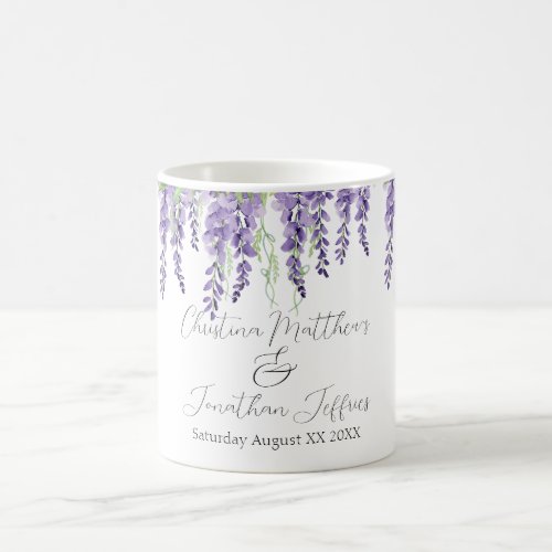 Purple Wisteria Flowers on Elegant White Coffee Mug