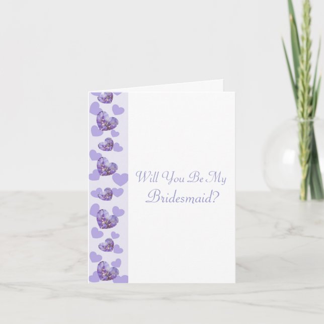 Purple Wisteria Hearts Bridesmaid Request Invitation (Front)