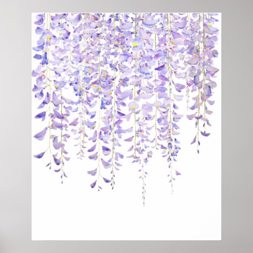 purple wisteria in bloom watercolor 2021 poster