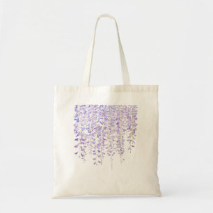 purple wisteria in bloom watercolor 2021 tote bag