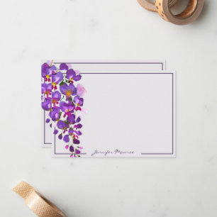 Purple wisteria personalized note card