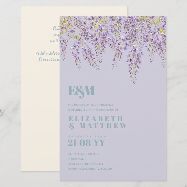 Purple Wisteria Sage Floral Garden Wedding (Front/Back)