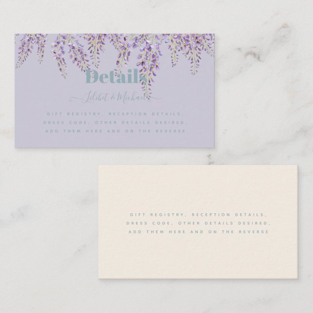 Purple Wisteria Sage Floral Garden Wedding Business Card (Front/Back)