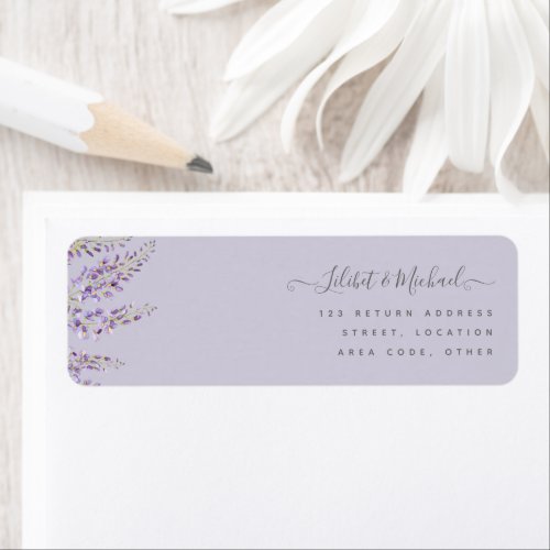 Purple Wisteria Sage Floral Garden Wedding Label