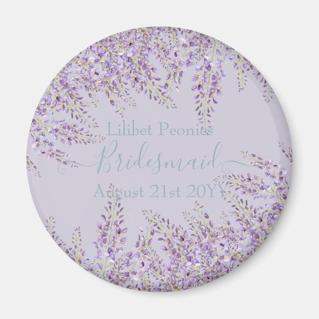 Purple Wisteria Sage Floral Garden Wedding Magnet (Front)