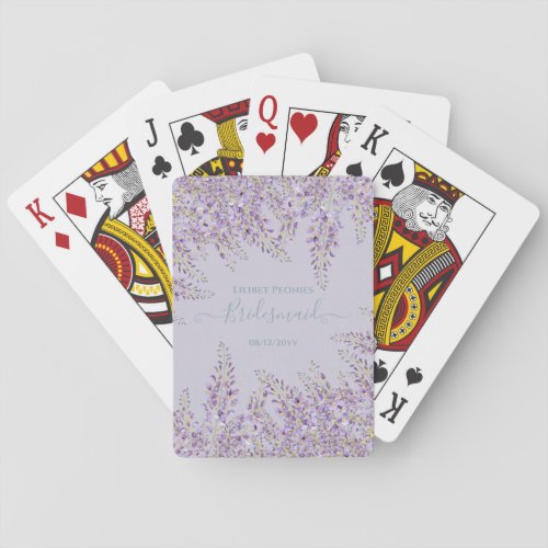 Purple Wisteria Sage Floral Garden Wedding Poker Cards