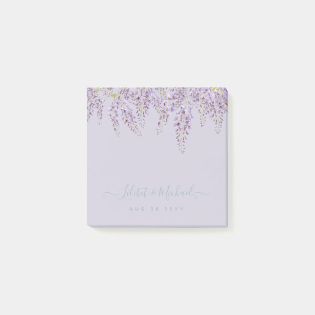 Purple Wisteria Sage Floral Garden Wedding Post-it Notes (Front)