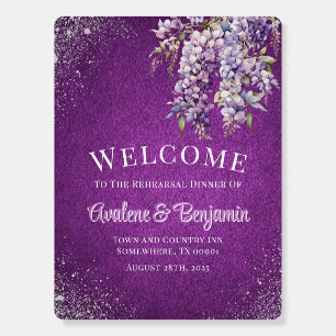 Purple Wisteria Silver Glitter Rehearsal Dinner Foam Board
